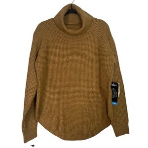 NWT Kuhl Sienna Antique Gold Waffle Knit Cowl Neck Large Sweater